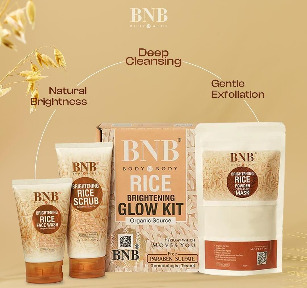Rice Glow Kit 3 in 1 Face Wash Scrub Mask for All Skin Types
