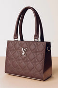 Brown Quilted PU Leather Girl's Shoulder Bag 8x11x8"