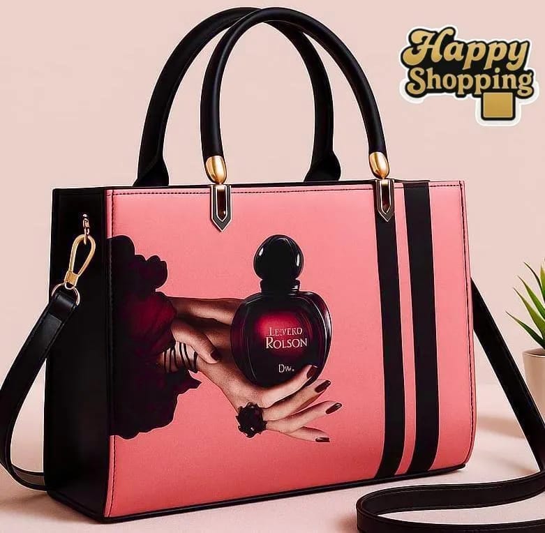 Women Printed Canvas Shoulder Bag Multicolor 9.5x12.5"