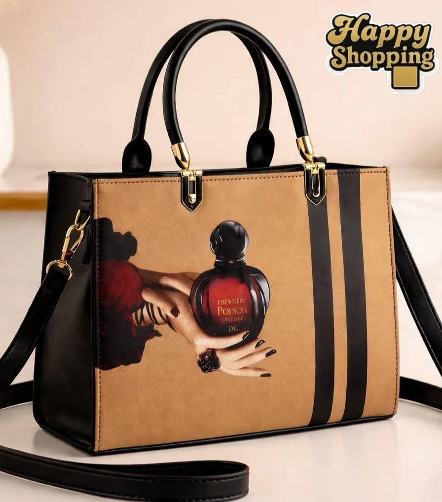Women Printed Canvas Shoulder Bag Multicolor 9.5x12.5"