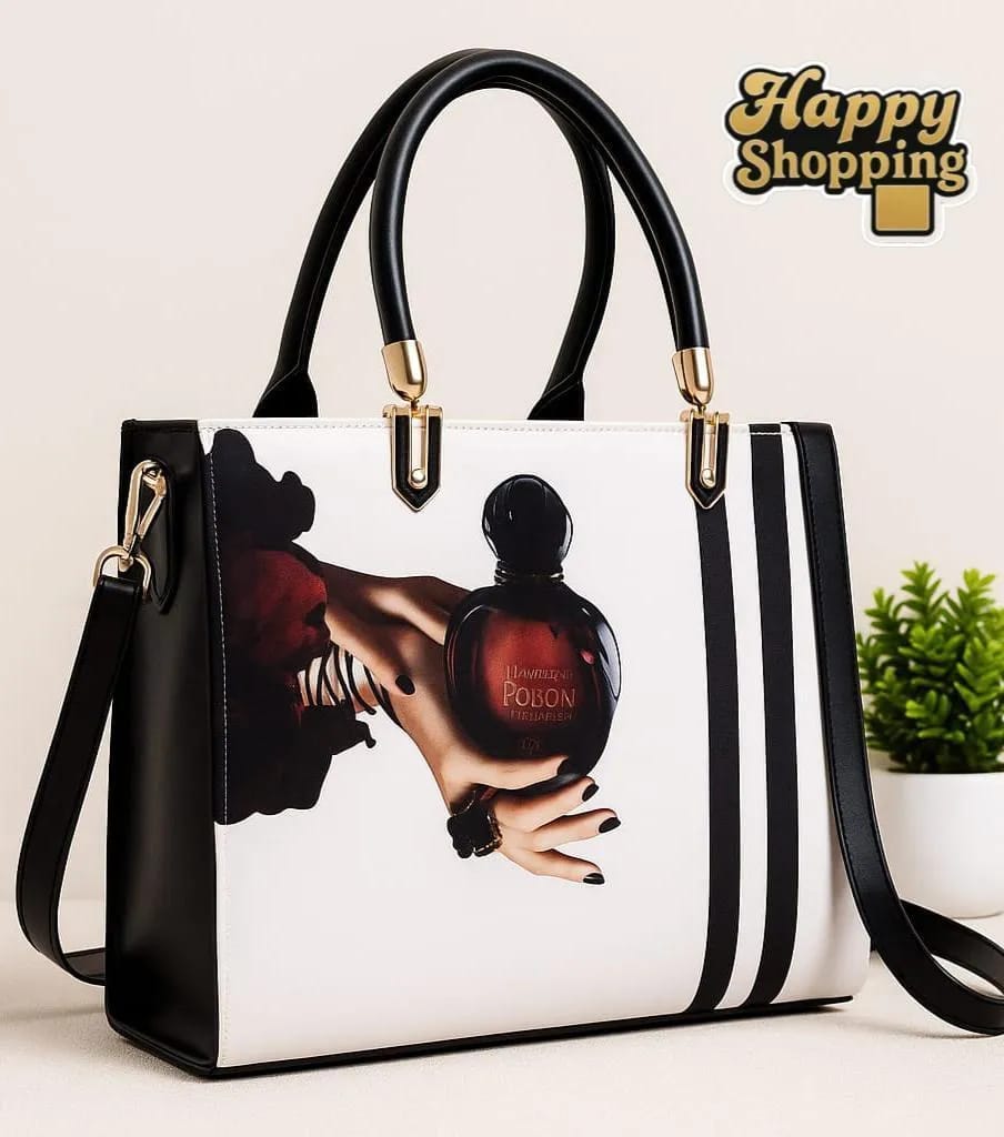 Women Printed Canvas Shoulder Bag Multicolor 9.5x12.5"