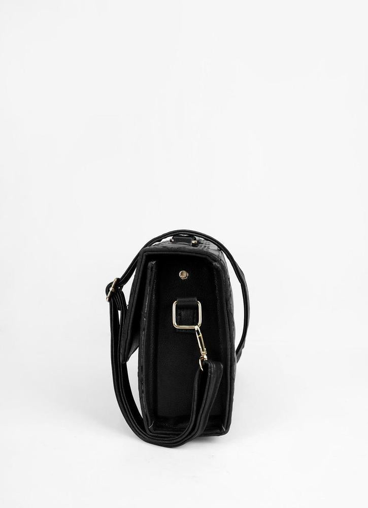Black Quilted Crossbody Bag for Women