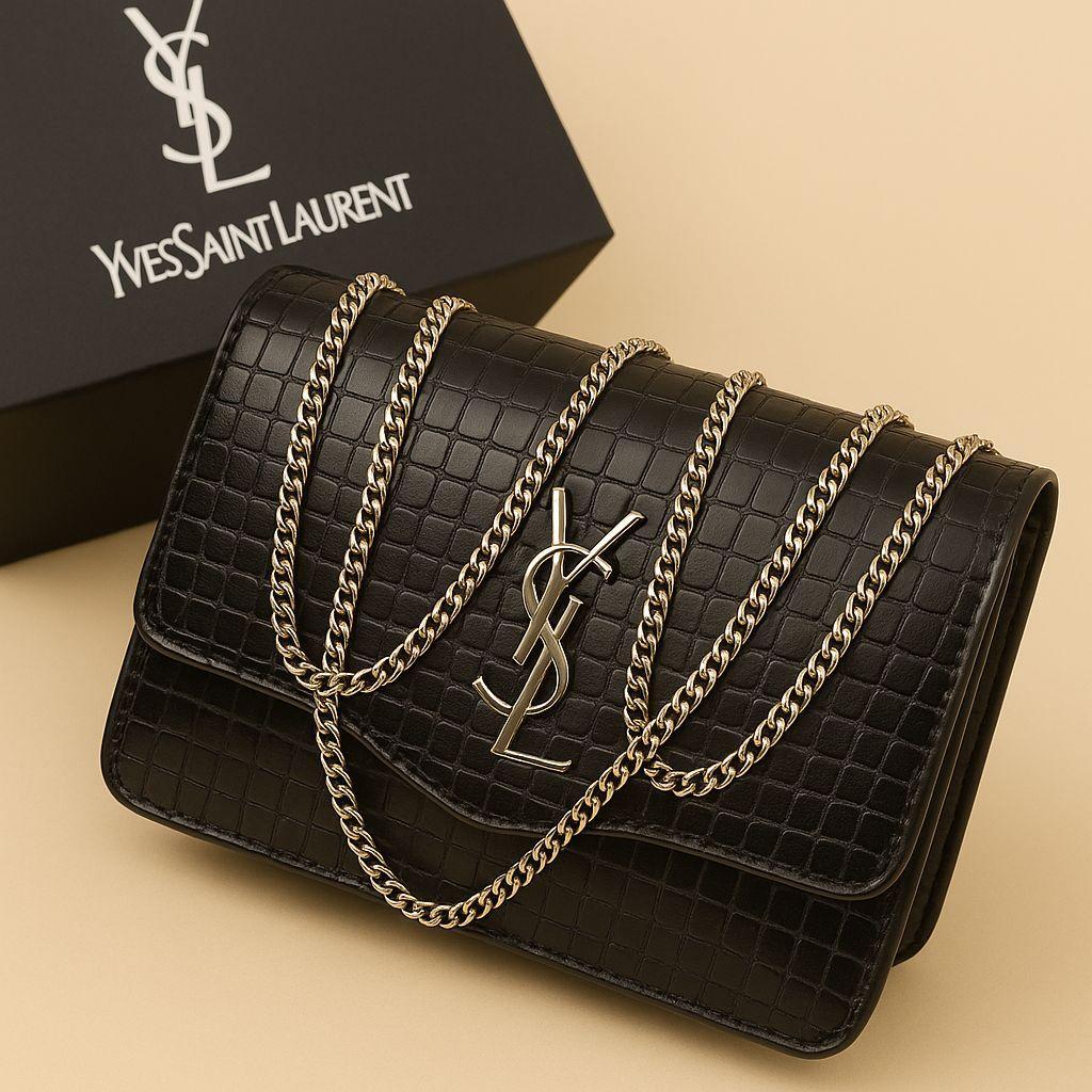 Black YSL Chain Crossbody Bag for Girls