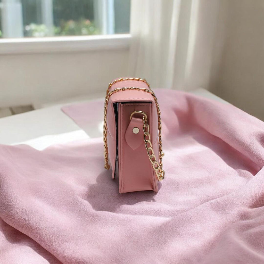 Pink PU Leather Crossbody Bag for Girls