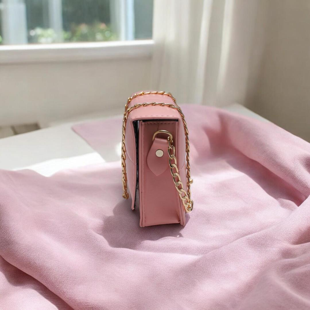 Pink PU Leather Crossbody Bag for Girls
