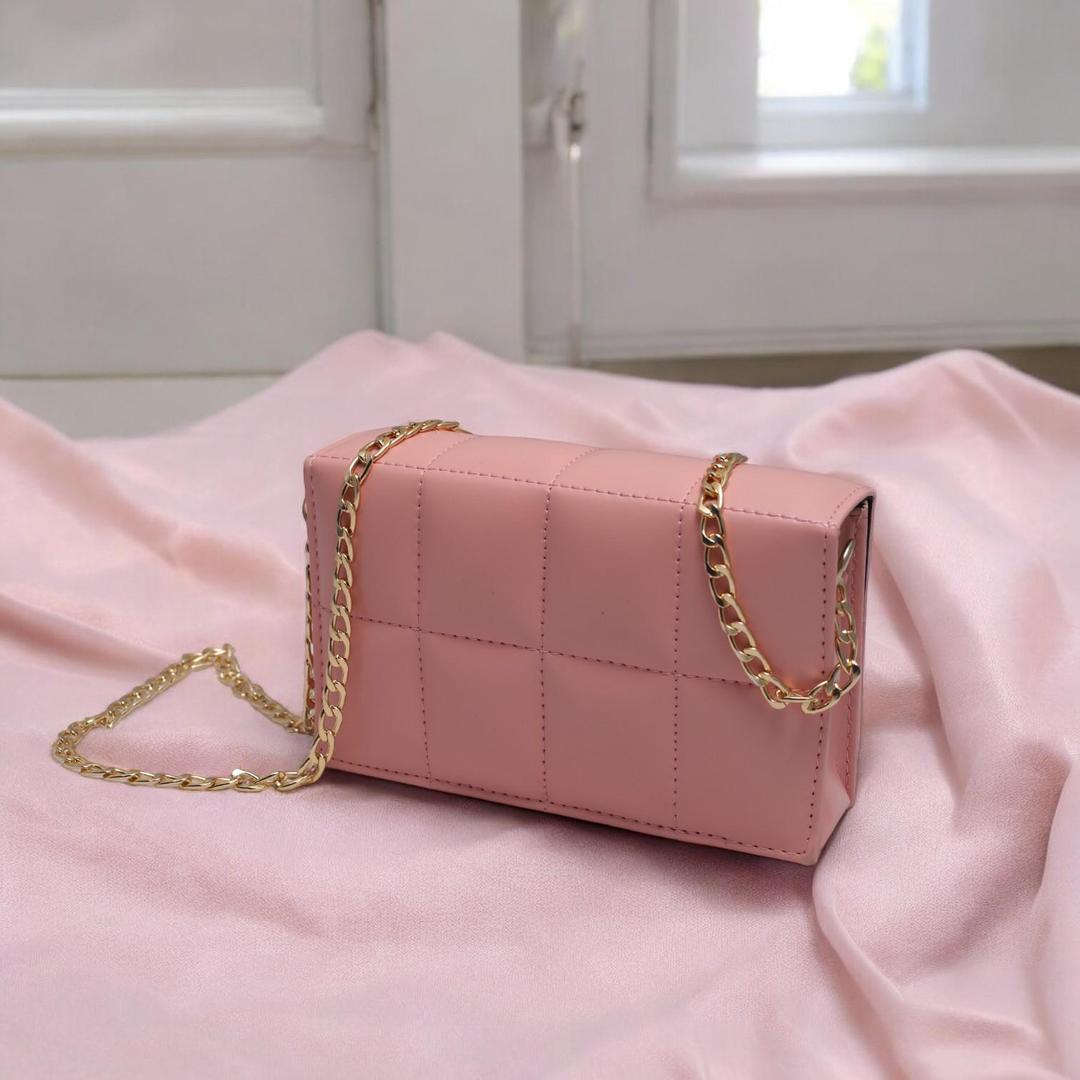 Pink PU Leather Crossbody Bag for Girls