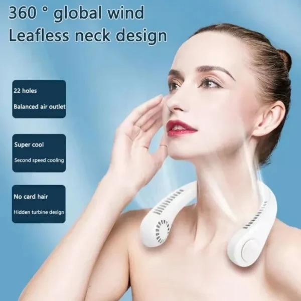Mini Neck Fan Portable Fast Charging White