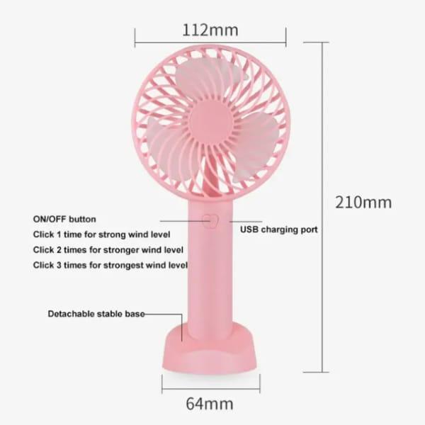 USB Mini Portable Fan Blue Pink Plastic