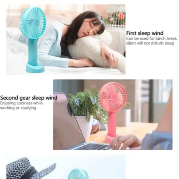 USB Mini Portable Fan Blue Pink Plastic