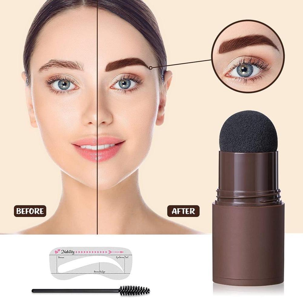 Eyebrow Stamp Kit with Brush & Stencil Brown Black Medium Lasting