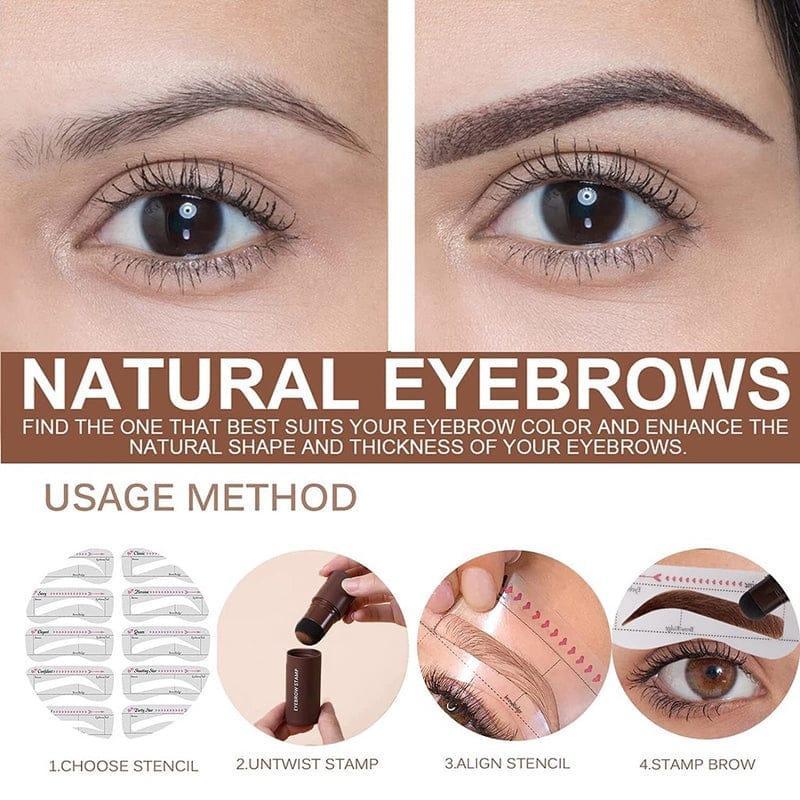Eyebrow Stamp Kit with Brush & Stencil Brown Black Medium Lasting