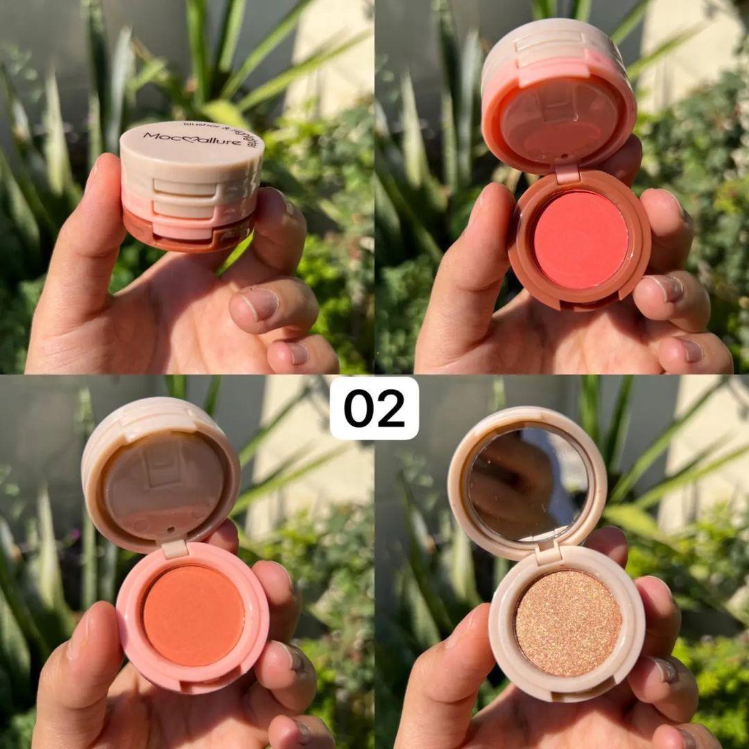 Peach 3-in-1 Blush Highlighter Kit for Daily & Party Wear