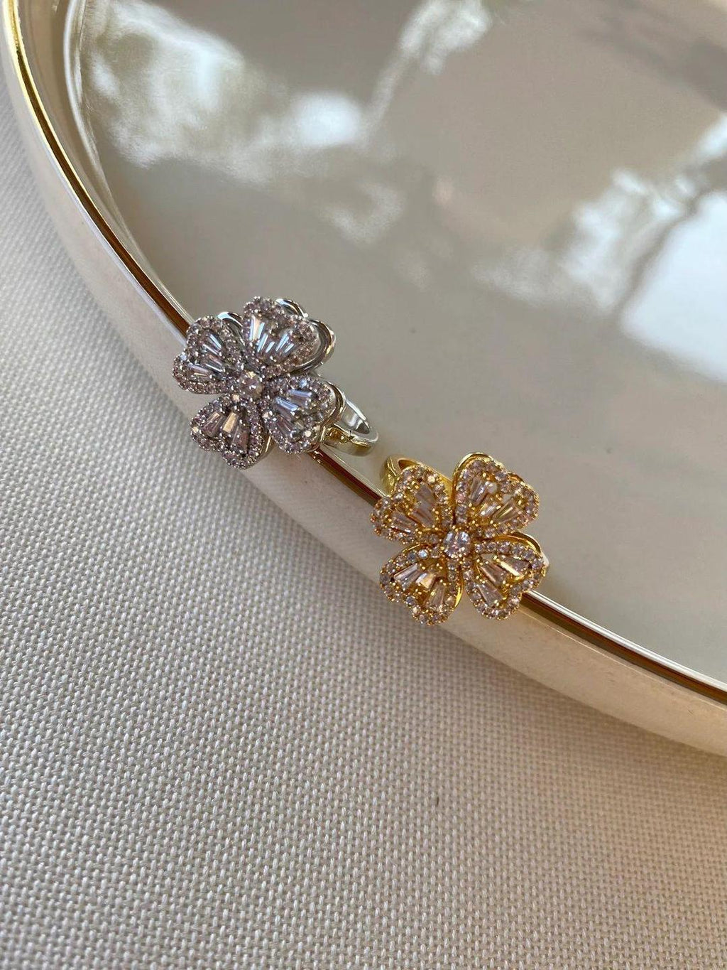 Silver Plated Zircon Adjustable Charm Ring for Women