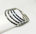 4 Pcs Gold Tone Black White Bangle Set for Women