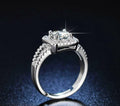 Square American Diamond Silver Plated Adjustable Ring