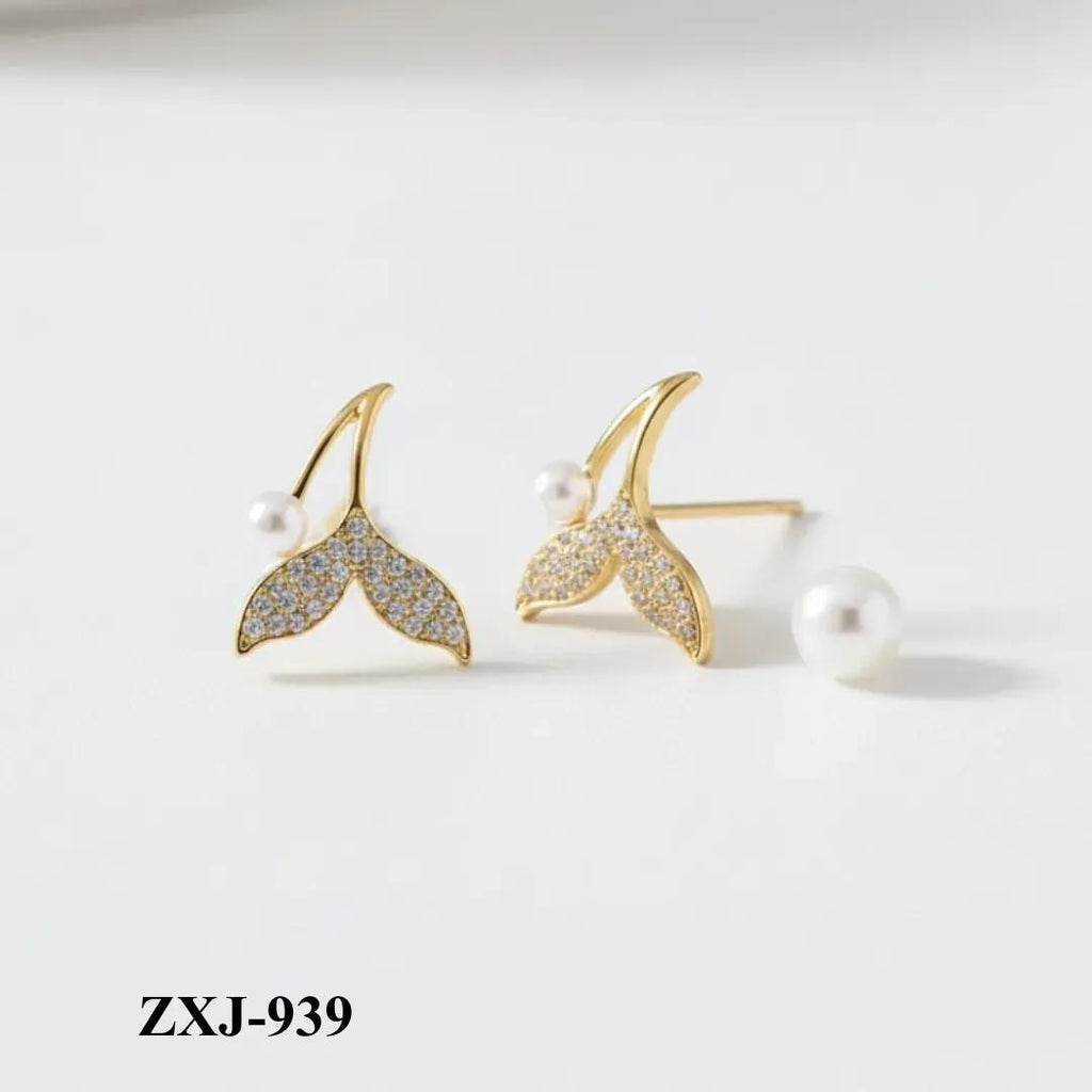 Korean Fish Tail Earrings Alloy Women 2Pcs Pink Silver Gold Black