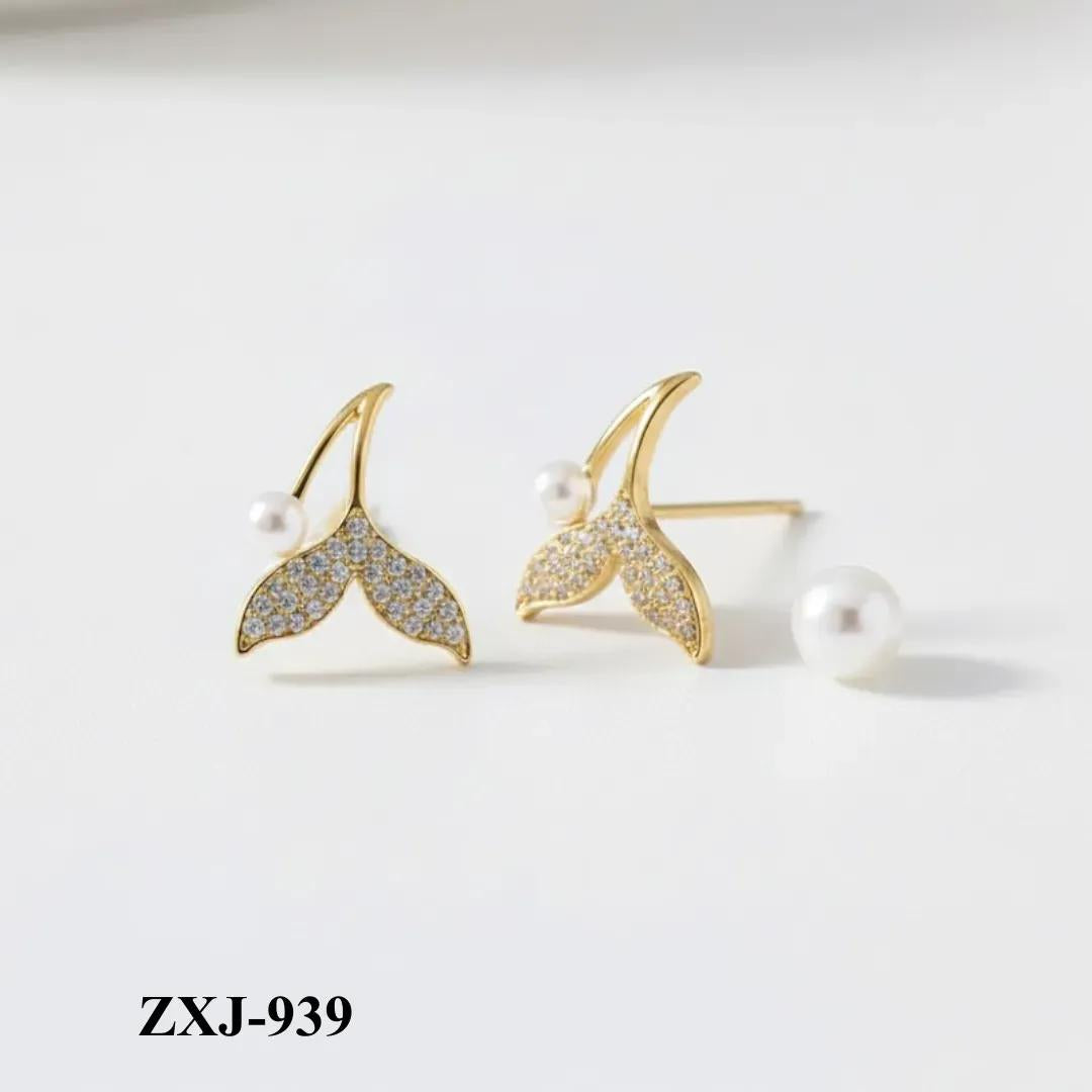 Korean Fish Tail Earrings Alloy Women 2Pcs Pink Silver Gold Black