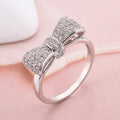 Women Zircon Bow Ring White Affordable Daily Wear Jewelry
