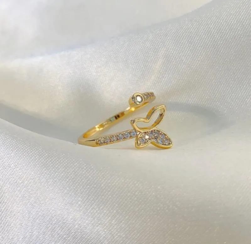 Butterfly Gold Plated Adjustable Ring for Daily & Bridal Wear