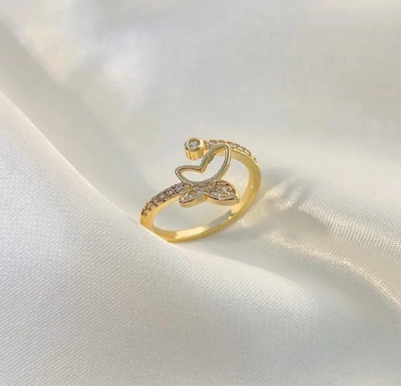 Butterfly Gold Plated Adjustable Ring for Daily & Bridal Wear