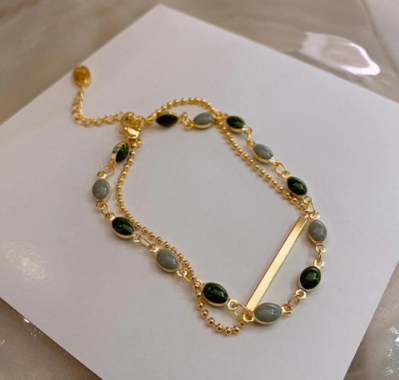 Gold Plated Bead Charm Bracelet for Women Wedding Wear Elegant Modern Style